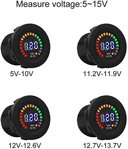 12V voltmeter, voltmeter voor motorfiets, auto, boot, ATV, digitaal display, waterdicht, spanning, spoorwijdte, zwart… - Image 5
