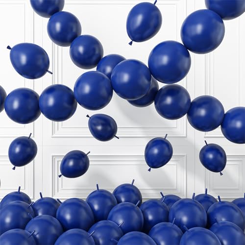 Image of Navy Blue Link Balloons,120Pcs 6Inch Dark Blue Latex Linking Balloons for Birthday Baby Shower Wedding Anniversary Party Decorations