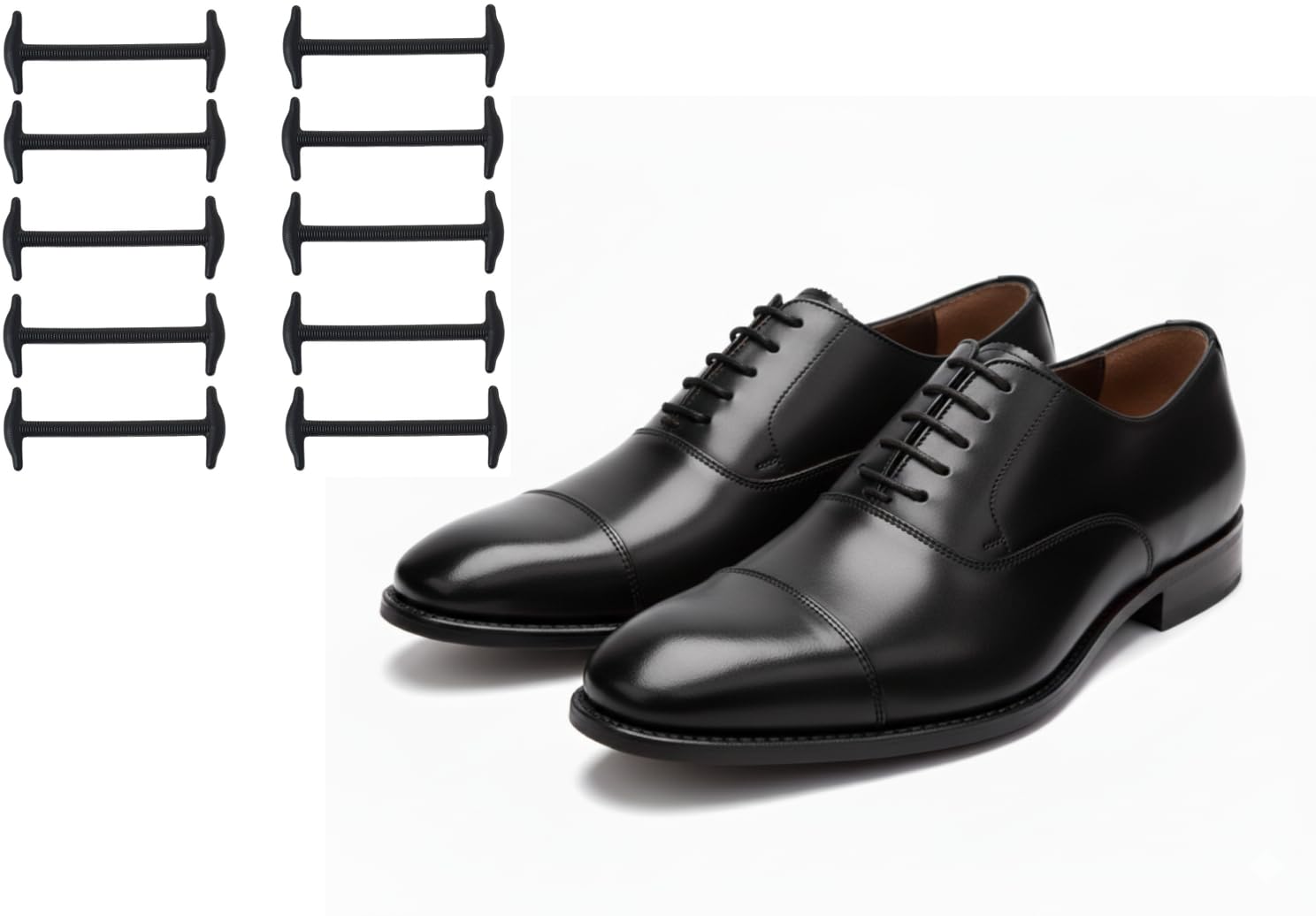 No Tie Elastic Slip on Dress Shoelaces for men and women, Silicone Shoelaces Patented Anchor Type