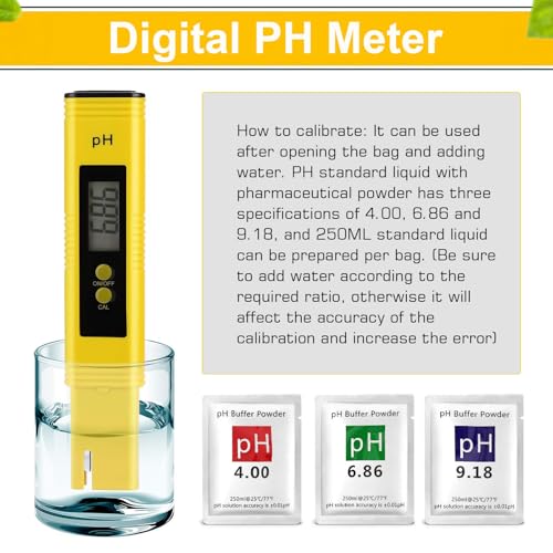 PH Messgerät, PH Wert Messgerät, PH Meter mit LCD Anzeige, PH Tester Tragbarer für Wasser Pool Aquarium Trinkwasser pH Meter Hohe Genauigkeit, 0.00-14.00 Messbereich