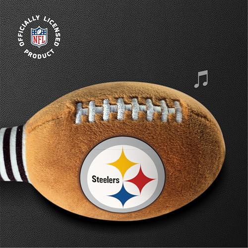 Image of Pittsburgh Steelers Plush Football Rattle by Smilo - Officially Licensed NFL Baby Rattle Toy - Soft Baby Rattle with Bell - for Babies and Toddlers from 3 Months