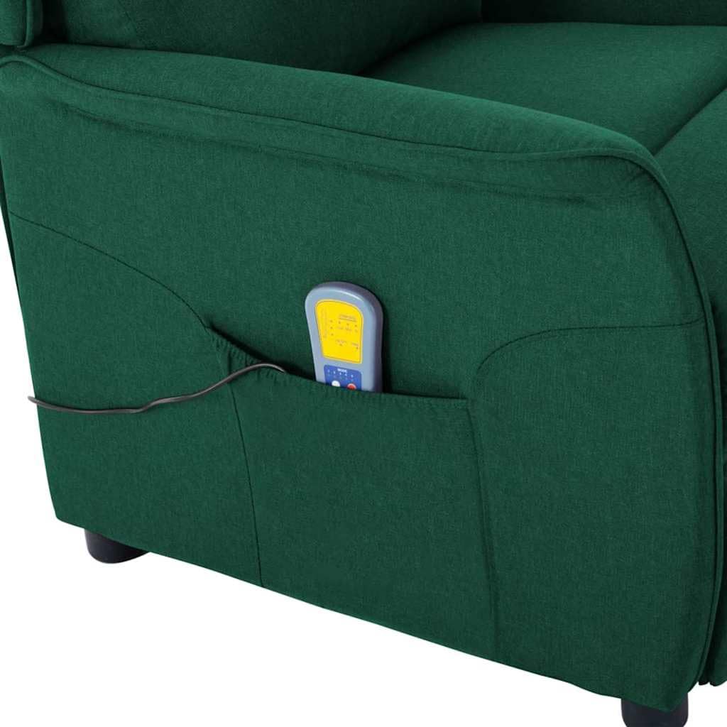 Fotel do masażu, ciemnozielony, 93,5 x 67,5 x 101,5 cm, materiał z funkcją ogrzewania, masaż wibracyjny i shiatsu, do salonu, sypialni, biura – fotel relaksacyjny dla redukcji stresu i