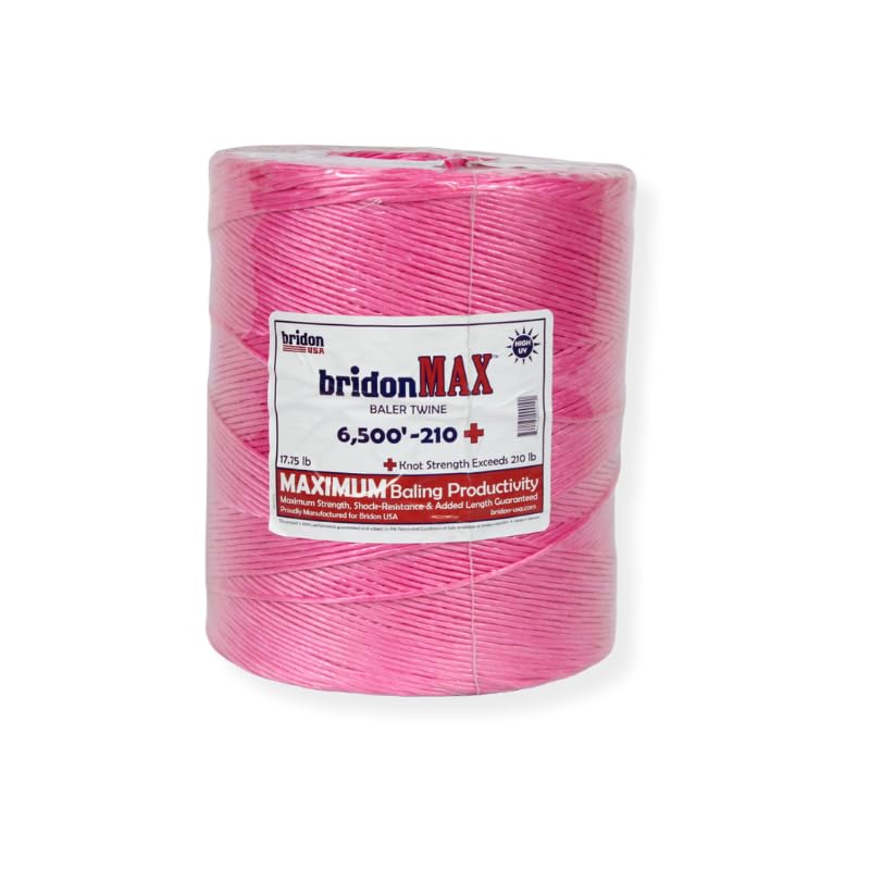 Bridon MAX® Baler Twine WR210 x 6,500' – Pink Premium Strength Agricultural Twine – Made in USA – Single Spool for Large Square Bales