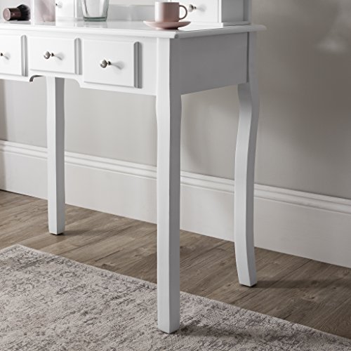 Set con toeletta, specchio e sgabello, White