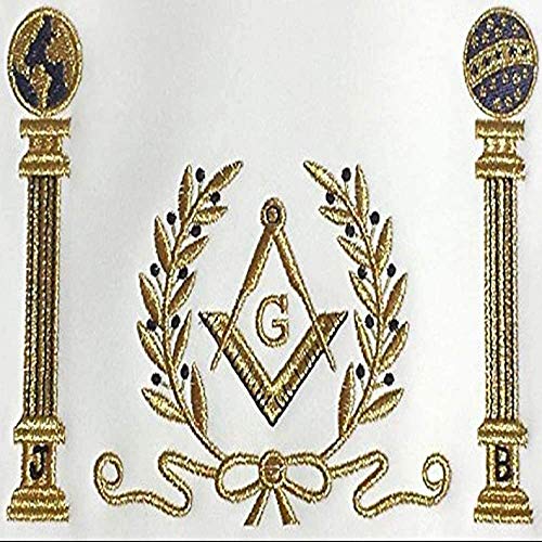 Regalia Lodge Navy Blue Apron Master Mason Square G & Pillars Freemasons Gold Fringe (Lambskin) #TOP1