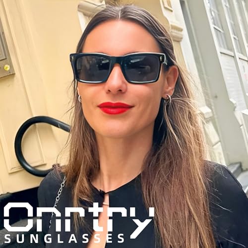 Onrtry Trendy Square Sunglasses for Men Women, Retro Rectangle Womens Mens Shades Sun Glasses UV400 Protection2