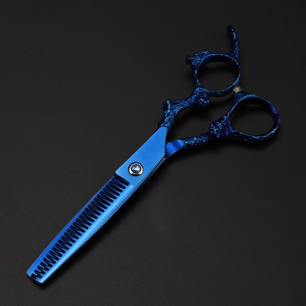 Haarschneideschere, 6 Zoll, Professionelle Japanische 440C-Schere, Blaue Drachen-Haarschere, Effilierschere Für Den Haarschnitt, Friseurschere