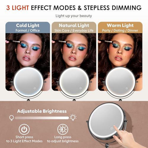 Espejo para maquillaje con luz 9 pulgadas montado en pared miniatura 5