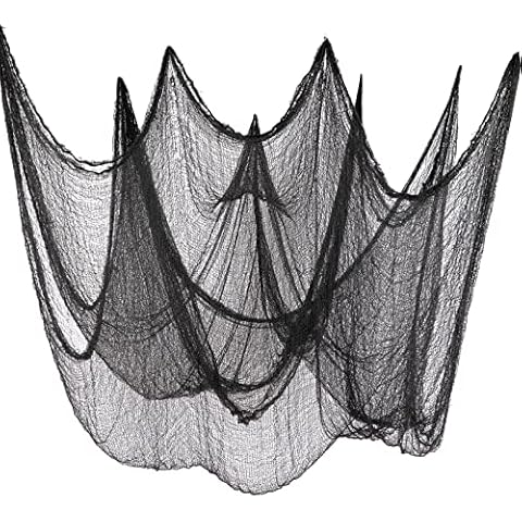 pobuu Halloween Decoration Creepy Cloth 200 x 500cm,Large Spooky Gauze Cheesecloth for Haunted House Party Outdoor Yard Walls Doorway Entryways,Black Cover