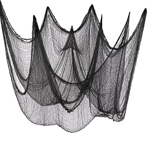 Pobuu Halloween Gruseliger Stoff Halloween Deko Für Halloween Party Dekoration ,Spuk Spukhäuser Dekor,Veranden, Fenster Tisch Türen,Tore 200cmX500cm ,Schwarz Cover