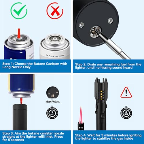 Encendedor de antorcha ZQMW negro con llama ajustable miniatura 7