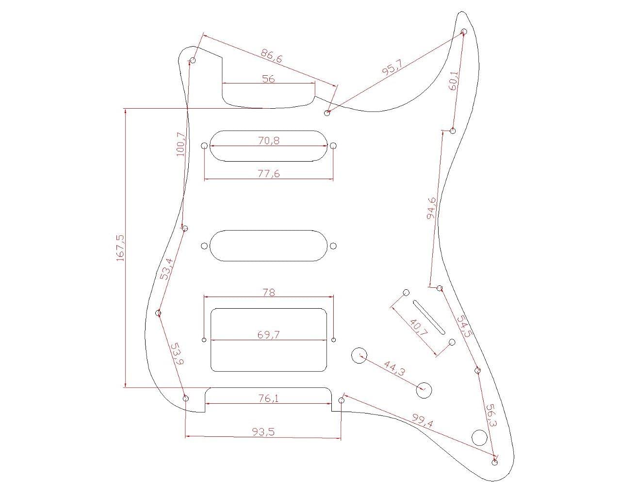 KAISH 11 Hole Metal Aluminum Anodized Modern Style ST/Strat HSS Pickguard Guitar Pick Guard Scratch Plate for USA/Mexico Stratocaster/Strat Black - Image 2