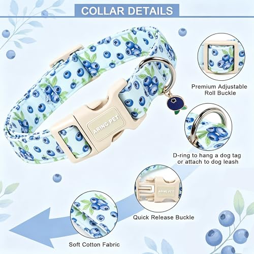Image of ARING PET Summer Dog Collar for Puppy Small Medium Large Dog-Blueberry M