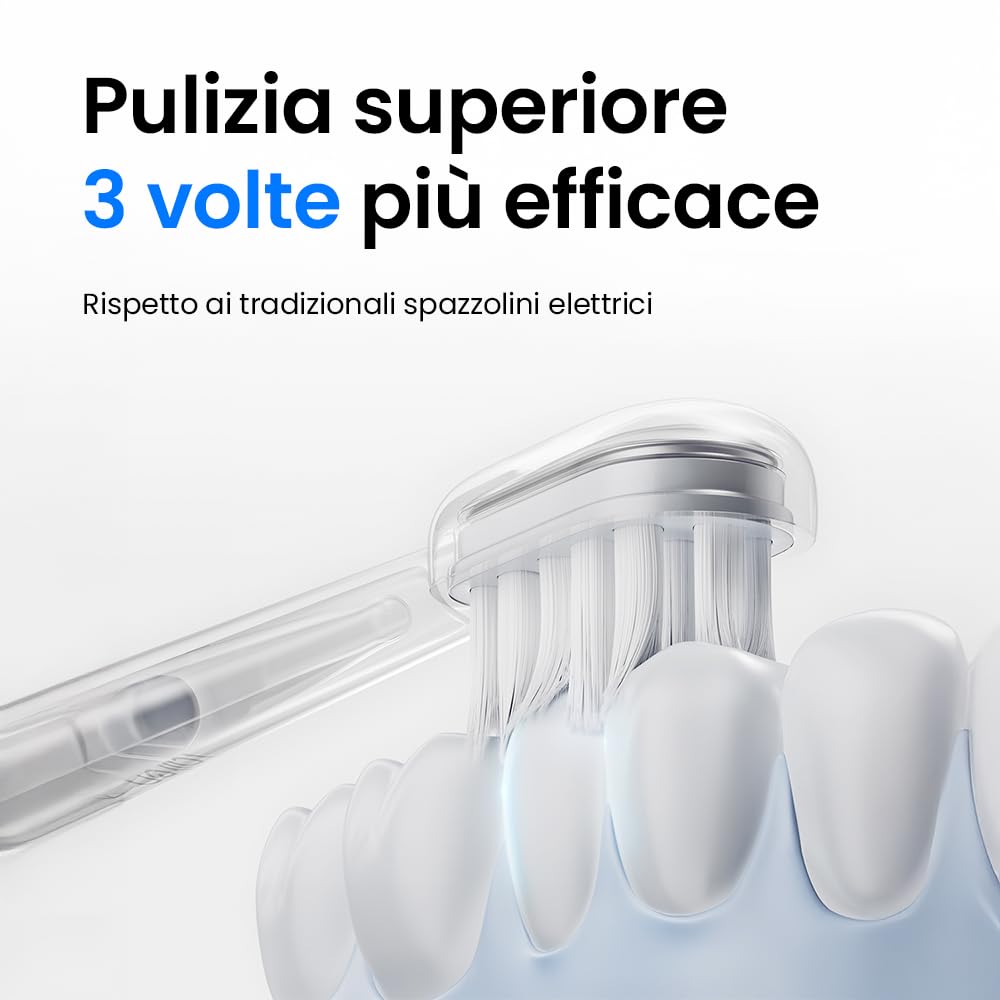Laifen Wave Spazzolino Elettrico – Corpo in ABS, Pulizia Profonda con Vibrazione e Oscillazione, 3 Testine, App per la Personalizzazione - Viola Lucido