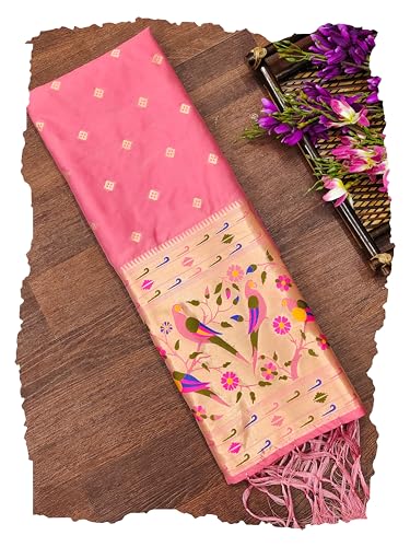 Image of DEVANGI Women's Woven Paithani Banarasi Silk Dupatta /Chunni For Women, Floral Print 1 Meter Wide and 2.3 Meter Length Printed Designer Dupatta /Chunni For Girls