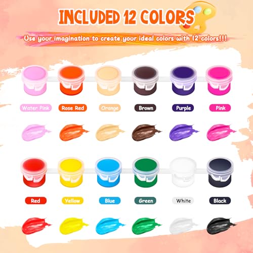 héBei 20 Pack 280 Pcs Mini Acrylic Paint Set with Brushes for Kids Adults Craft Paint, 12 Colors Washable Acrylic Paint Strips for Home Classroom Birthday Party DIY Favors - image 2