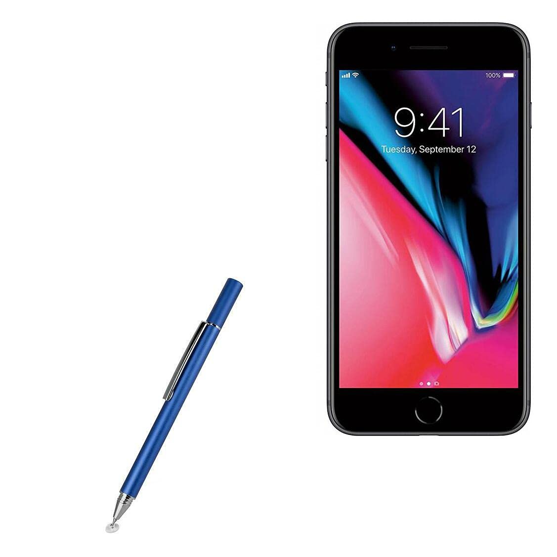 BoxWave Stylus Pen Compatible with Apple iPhone 8 Plus - FineTouch Capacitive Stylus, Super Precise Stylus Pen for Apple iPhone 8 Plus - Lunar Blue