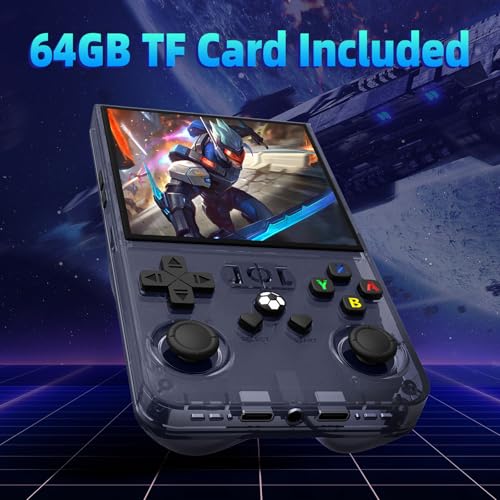 Image of R36MAX Retro Handheld Game Console, 4.0 Inch Retro Gaming Console with 64GB Memory,Support 30+ Emulators,Open Source Linux System Hand Held Game Console, 4000mAh Battery(Gray)