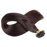 NOVON Keratin Bonding Haarverlängerungen – 25 Strähnen, 40 Cm, Dunkelgrau, 100% Remy Echthaar