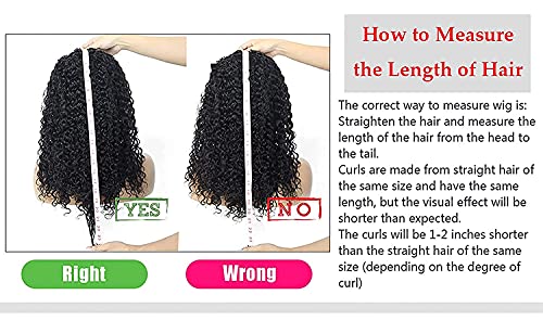 Image of XSY Headband Wig Human Hair Deep Wave Glueless None Lace Front Wig Deep Curly Headband Wig Wear and Go Wigs for Black Women Brazilian Virgin Hair 150% Density Natural Color 8 Inch