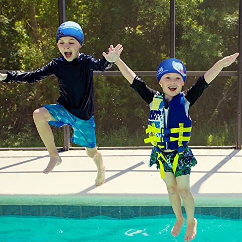 Image of 3 Pieces Kids Swim Caps for Boys Girls Waterproof Swimming Cap Pool Cap for Kids Child Swim Caps for Toddler Youth (Vivid Style)
