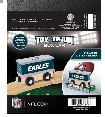 Image of Masterpieces Wood Train Box Car - NFL Philadelphia Eagles - Officially Licensed Toddler & Kids Toy
