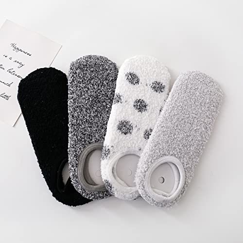 SKOLA 4/6 Pairs Cozy Winter Fuzzy Women Socks Grip Slippers Fluffy House Non Skid Microfiber Socks2