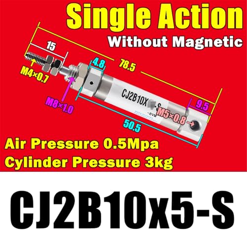 Cilindro neumático miniatura CJ2B10 de acción simple con entrada de aire axial 3