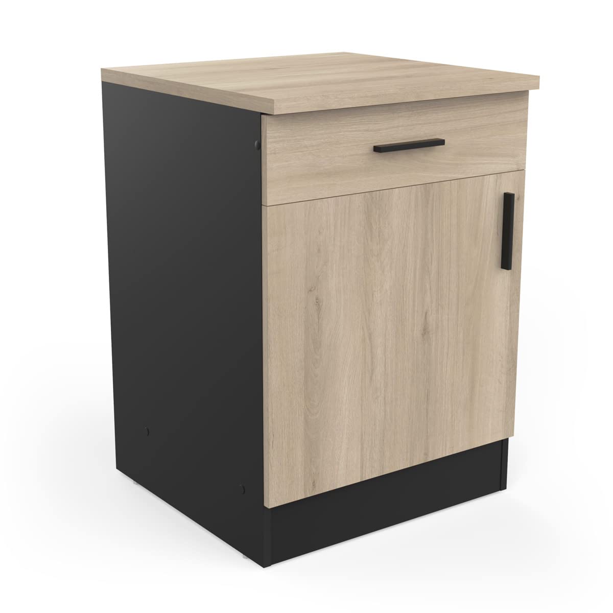 Meuble Bas Cuisine Avec Plan de Travail, 1 Porte & 1 Tiroir - ORIGAN - Fabriqué en France - L 40 x P 60 x H 85