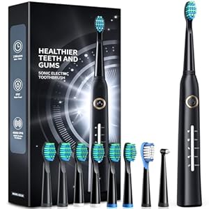 Sonic Electric Toothbrushes for Adults and Kids, 8 Brush Heads Electric Toothbrush with 40000 VPM Deep Clean 5 Modes, Rechargeable Toothbrushes Fast Charge 4 Hours Last 30 Days