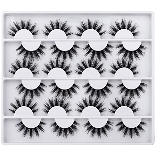 JIMIRE 12 Pairs False Eyelashes Long Fluffy Fake Eyelashes Faux Mink Lashes