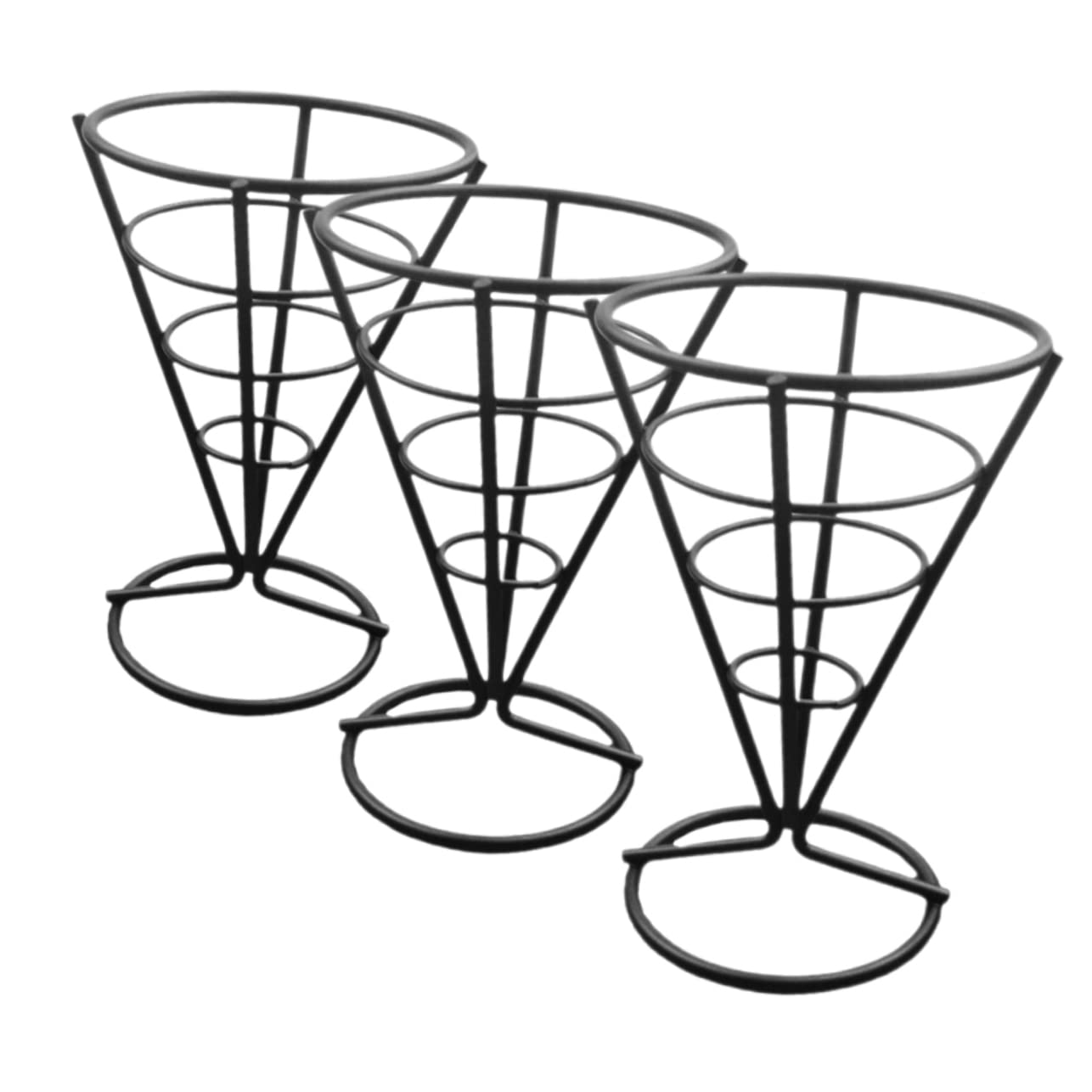 CIYODO Pack of 3 Snack Holder Fried Snack Holder Stainless Steel Snack Basket Chips Cup Snack Holder Chips Basket Food Basket Chips Cone Stand Snack
