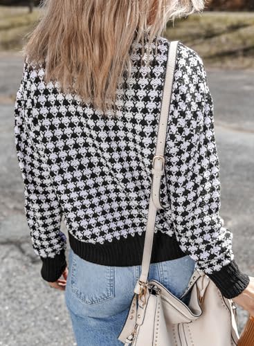 Dokotoo Cardigan Sweaters for Women V Neck Button Down Long Sleeve Plaid Knit Cardigans Sweater Tops2