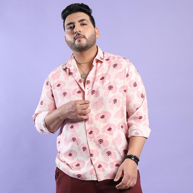 Image of Instafab Plus Men's Shirt for Casual Wear | Spread Collar | Plus-Size Fit | Long Sleeve | Button Closure | Cotton Shirt Crafted with Comfort Fit for Everyday Wear
