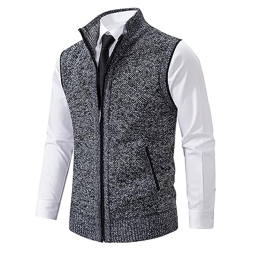 Mens Autumn and Winter Printed Pocket Knitted Wool Cardigan Vest Sweater Vest Valentines Sweater for Men 20242
