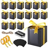 50 PCS Gift Boxes for Wine Glass, Transparent Window Gift Packaging Boxes for 9 oz Stemless Glass, Paper Gift Boxes with Ribbon Tag Hemp Rope, Gift Boxes for Wedding Birthday Party