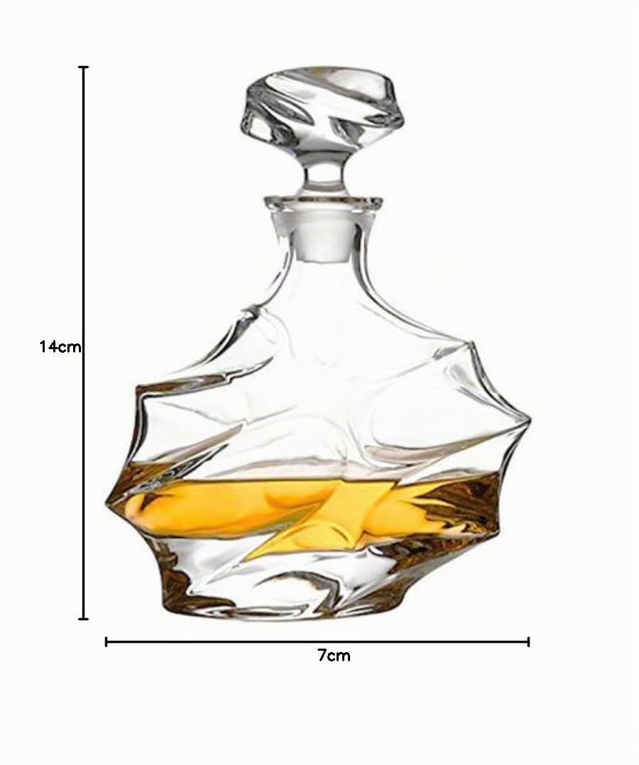 Carafe à décanter en verre avec bouchon géométrique hermétique – Carafe à whisky pour vin, bourbon, brandy, alcool, jus, eau, bain de bouche. Verre italien sans plomb (750 ml/nuage)