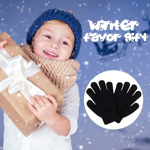 Image of Cooraby 3 Pairs Kid's Winter Gloves Thick Warm Knitted Gloves Children Cold Weather Gloves