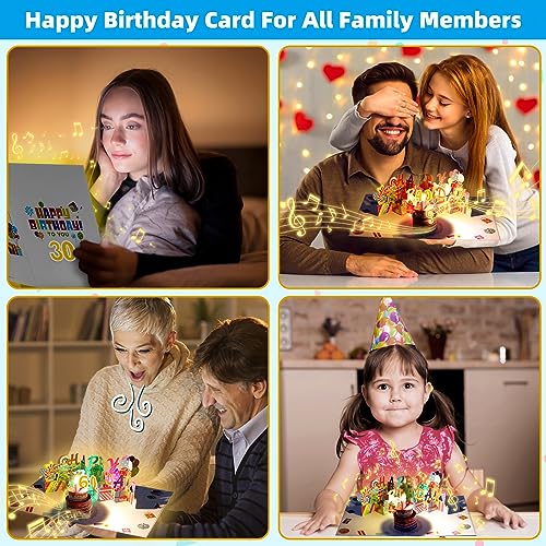Image of 40th Pop-Up Musical Birthday Card, Blowable LED Candle for Women and Men