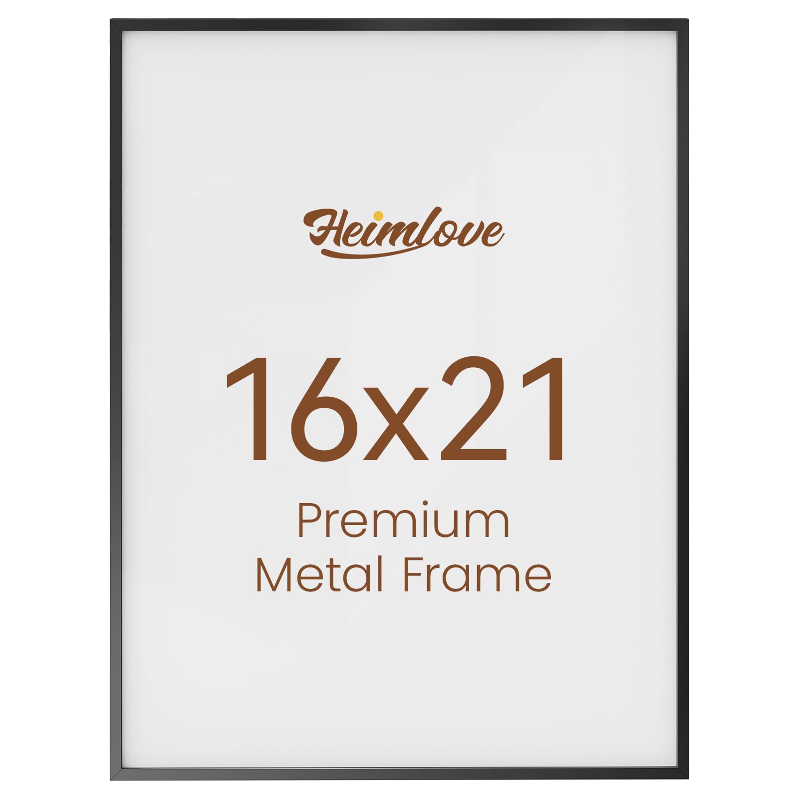 Heimlove 16x21 Metal Picture Frame,Black Aluminum Wall Gallery Poster Puzzles Artwork frames-Real Tempered Glass,Mounting Horizontally or Vertically Decor for Wall-1Pack