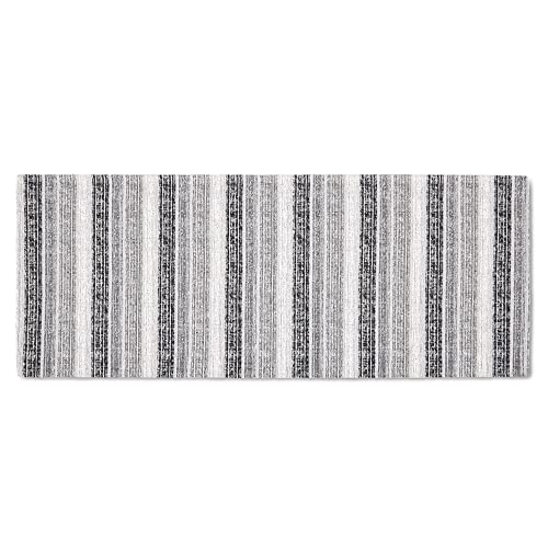Martha Stewart Stella Ticking Stripe Slip-Resistant Kitchen Mat Runner, Black/Grey/White, 20'x50'
