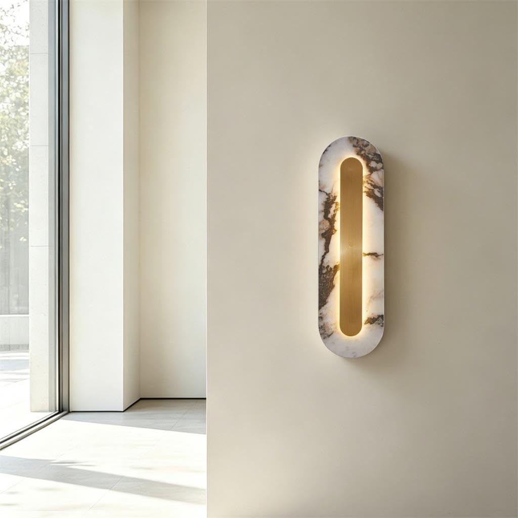 Wabi Sabi Lampada A Muro Ovale Marmo Moderno LED Luce Calda 40cm