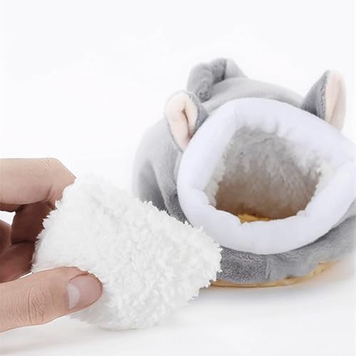Miniatura 2 de Zerodis Mini cama de algodón suave y lindo para mascotas para dormir en cueva de hámster, erizo y ardilla (gris)