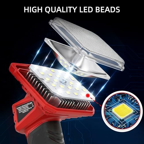 Image of Cordless LED Work Light for Milwaukee 18V Battery, 2000LM Portable Handheld Flashlights Tool with USB Port and 3 Brightness Modes for Camping, Fishing, Job Site, Indoor & Outdoor Use
