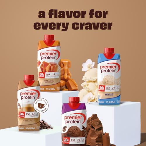 Image of Premier Protein Shake, Cafe Latte with Caffeine for Energy - 30g Protein, No Added Sugar, 24 Vitamins & Minerals to Support Immune Health, 11 fl oz, 4 Pack