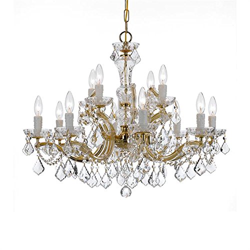 Maria Theresa 12 Light Clear Italian Crystal Chandelier - Ceiling Light Fixture - Chandeliers for Hallway, Living Room, Foyer, Farmhouse - Indoor Modern Chandelier and Flush Mount Light Fixture