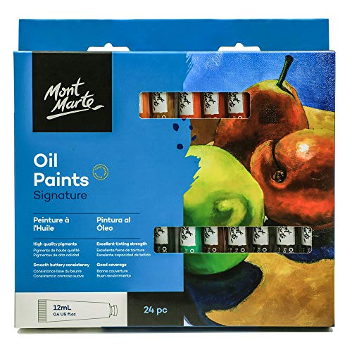 MONT MARTE Oil Paint Set Signature 24pc x 0.4oz, Good Coverage, Good