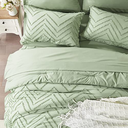 Anluoer ANUS23CF04SA8286 Full Comforter Set, Sage Green, 7 Pieces With Sheets, All Season Bedding, Extra Cozy Down Alternative, Machine Washable thumb #3
