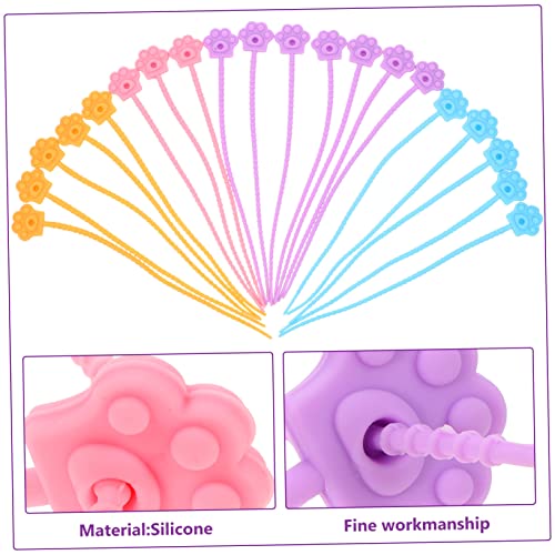 20 Piezas Cintas para Cables de Silicona con Forma de Huella de Gato Reutilizables para Gestión de Cables, Duraderas y Ligeras, Multicolor para Organización miniatura 5