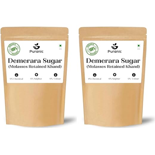 Puranic Demerara Sugar 1800g (Pack of 2) | Natural Molasses Retained Brown Sugar | Sulphur-free Khandsari